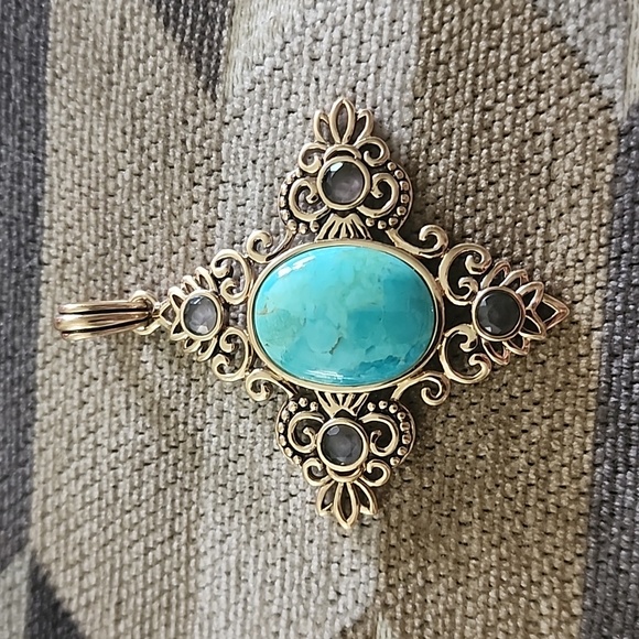 Barse Jewelry - Barse brand bronze and turquoise pendant with amethyst accents.